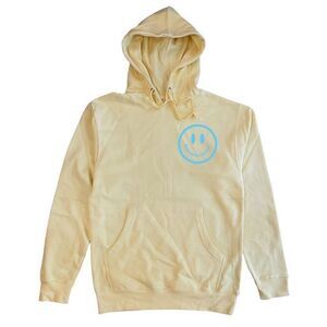 Associated Culture Smiley Face Peace Love & Happiness Yellow Hoodie Sweatshirt M